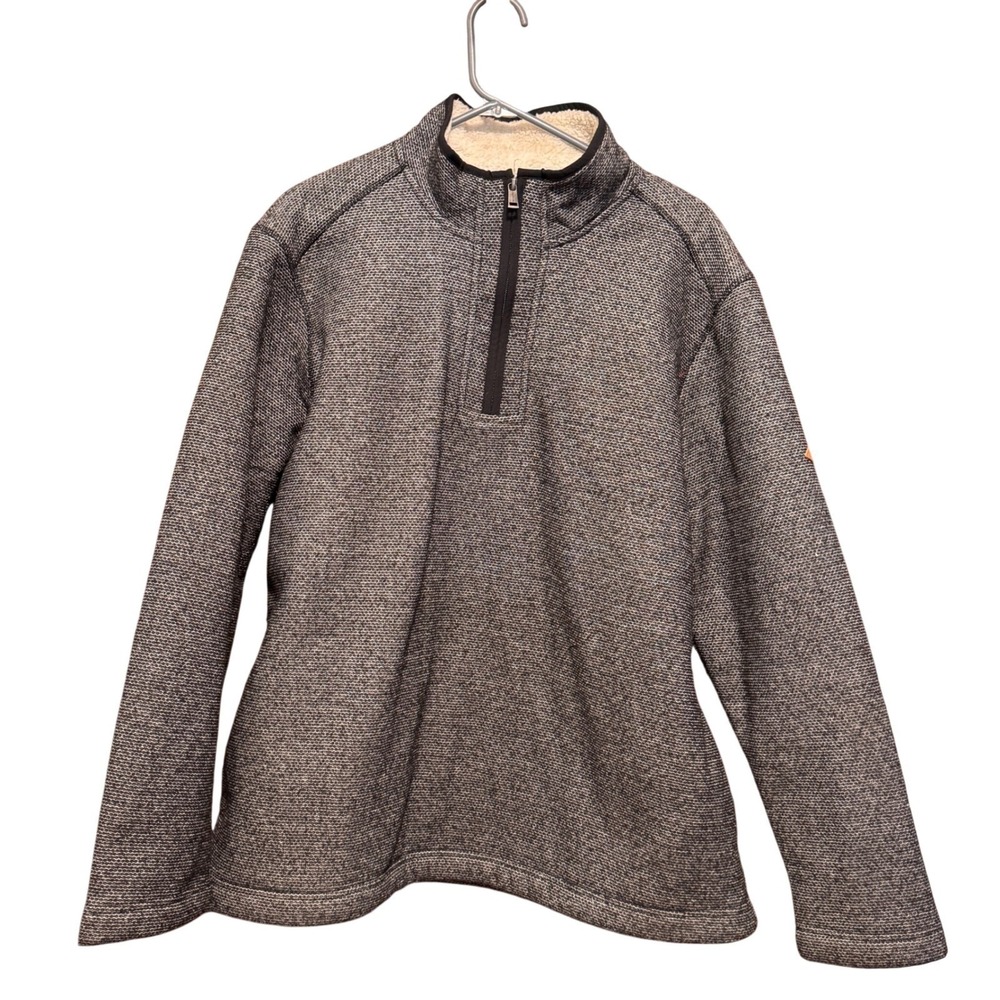 Orvis Men XL Classic Collection Gray Textured Sherpa 1/4 Zip Pullover Jacket